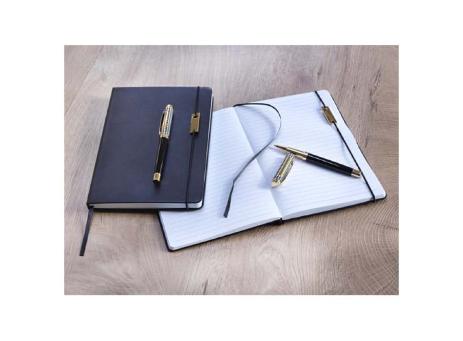 Set penne roller e blocco note in formato A5 Legato (inchiostro blu)