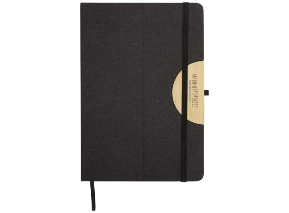Set regalo con blocco note formato A5 con copertina rigida e penna a sfera Laura (inchiostro nero)