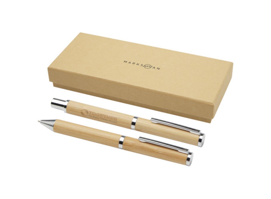 Set regalo con penna a sfera e penna roller in alluminio riciclato Apolys (inchiostro nero)