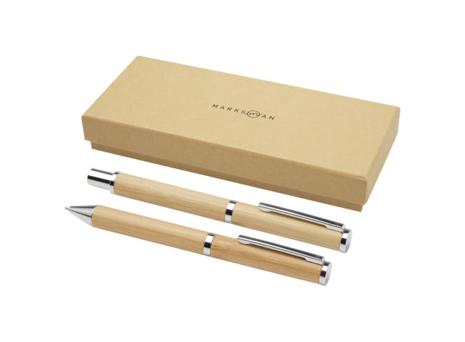 Set regalo con penna a sfera e penna roller in alluminio riciclato Apolys (inchiostro nero)