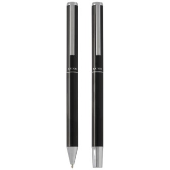 Set regalo con penna a sfera e penna roller in alluminio riciclato Lucetto (inchiostro nero)