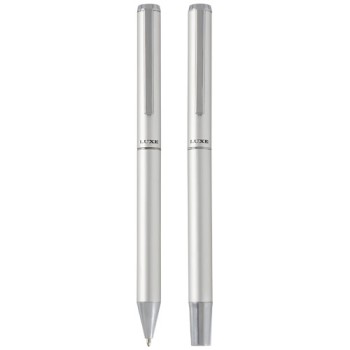 Set regalo con penna a sfera e penna roller in alluminio riciclato Lucetto (inchiostro nero)