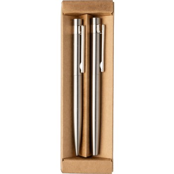 Set scrittura in acciaio inox riciclato composto da penna a sfera e rollerball Fritz