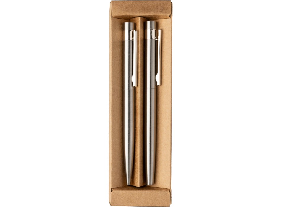 Set scrittura in acciaio inox riciclato composto da penna a sfera e rollerball Fritz