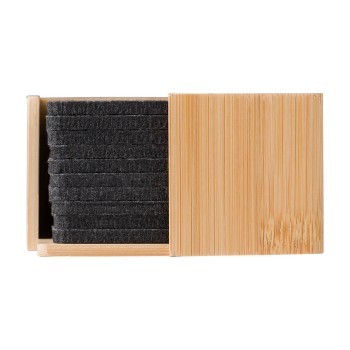 Set sottobicchieri in feltro rPET con custodia in bambù Lawrence