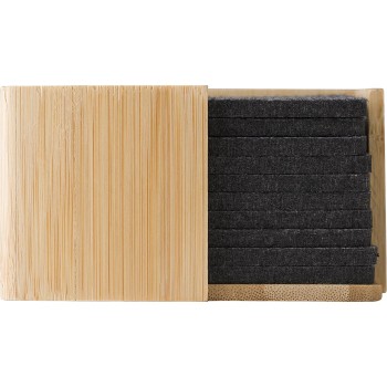 Set sottobicchieri in feltro rPET con custodia in bambù Lawrence