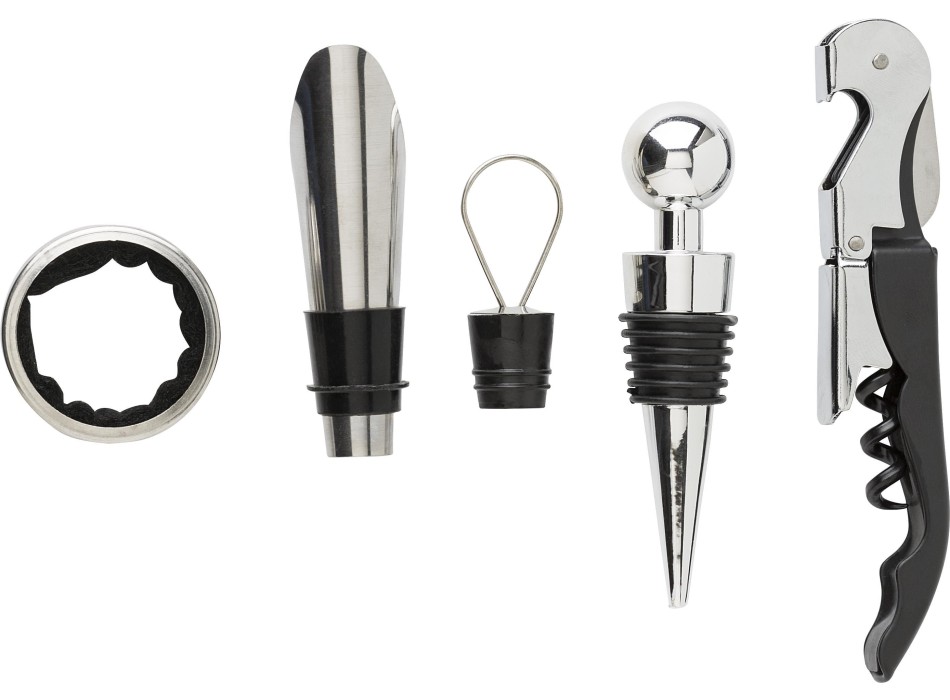 Set vino de PU com aspeto de cortiça con 4 accessori Milana