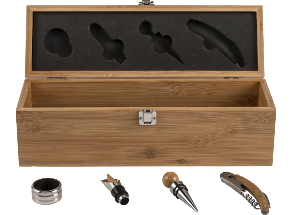 Set vino in bamboo ed acciaio inox Gareth