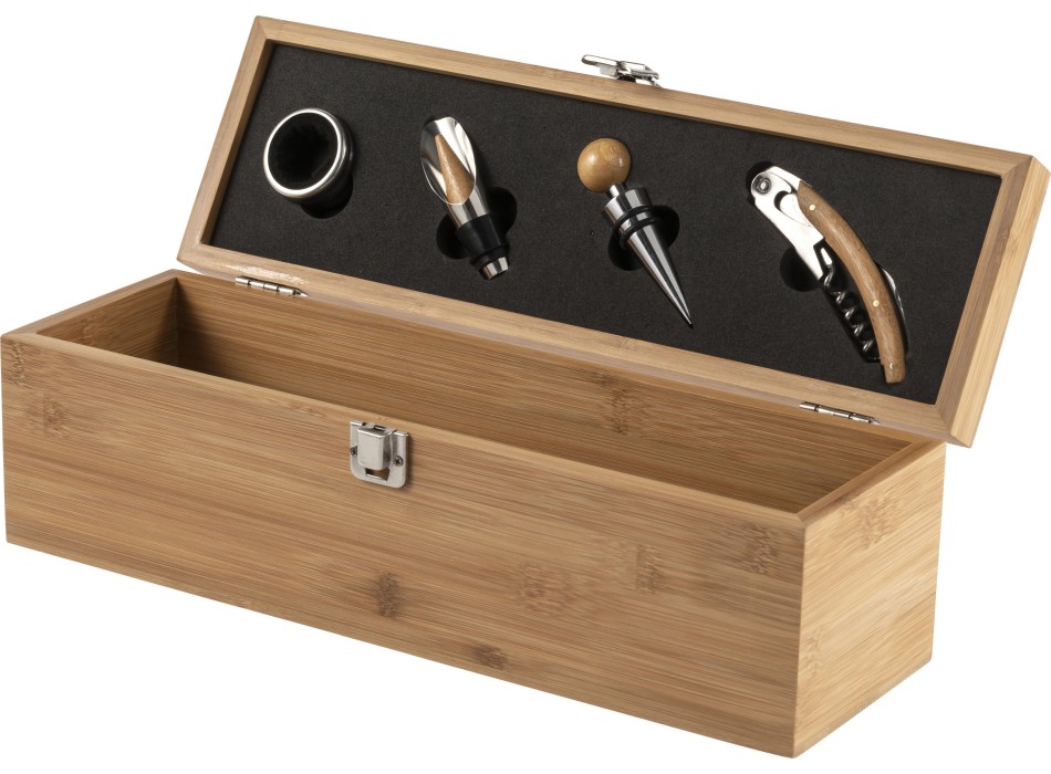Set vino in bamboo ed acciaio inox Gareth