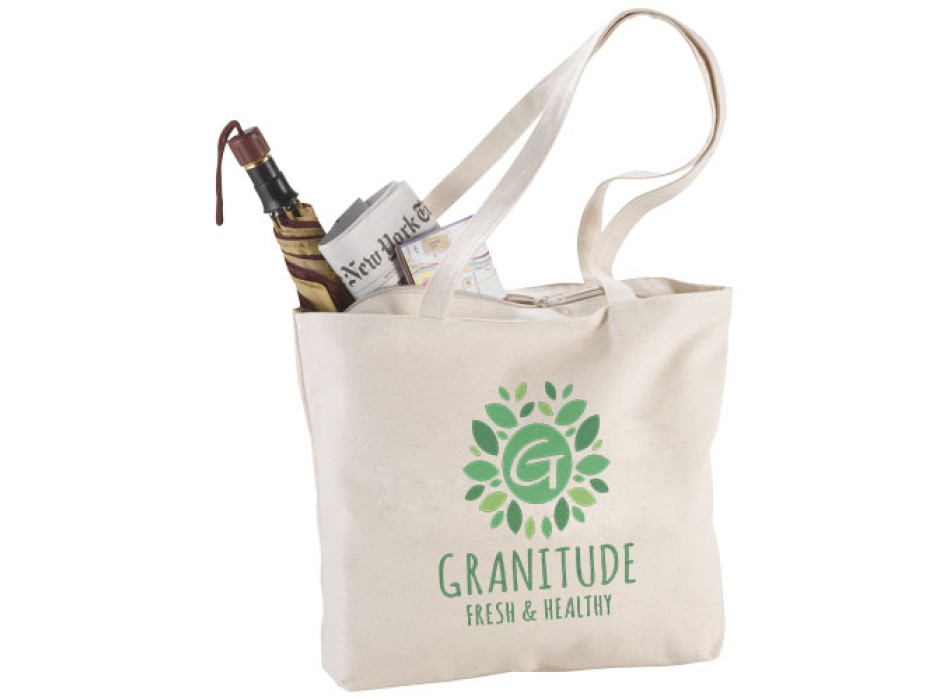 Shopper in cotone 320 g/m² con zip Ningbo - 15L