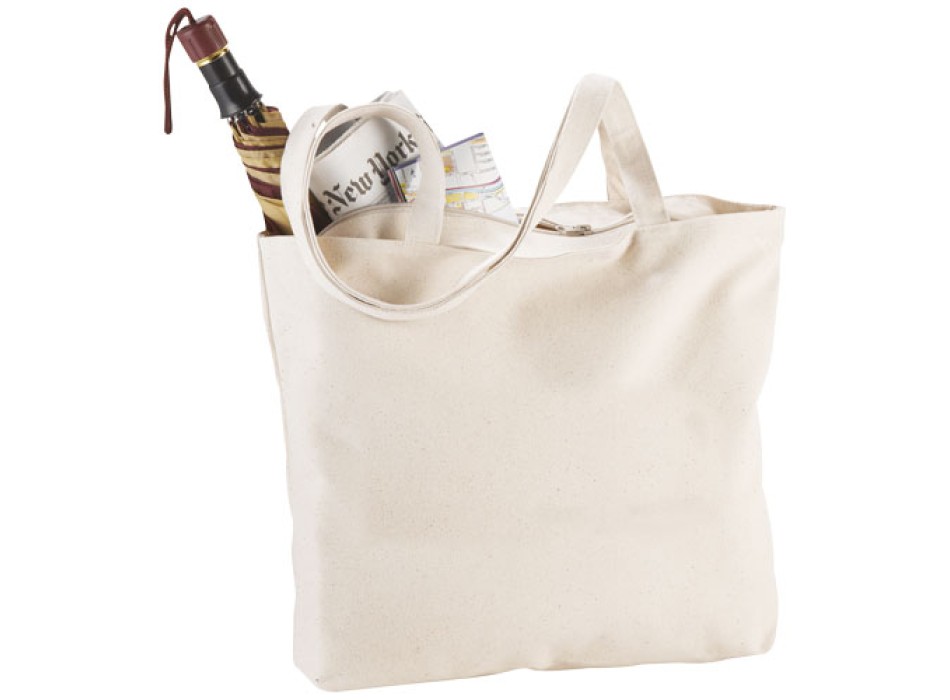 Shopper in cotone 320 g/m² con zip Ningbo - 15L