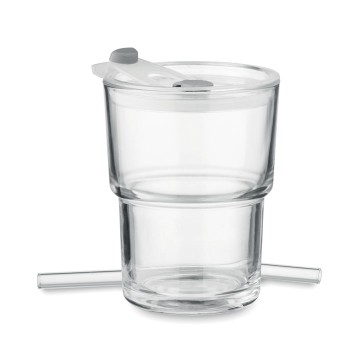 SIP - Bicchiere in vetro con cannucci