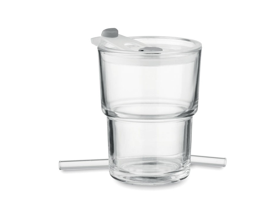SIP - Bicchiere in vetro con cannucci