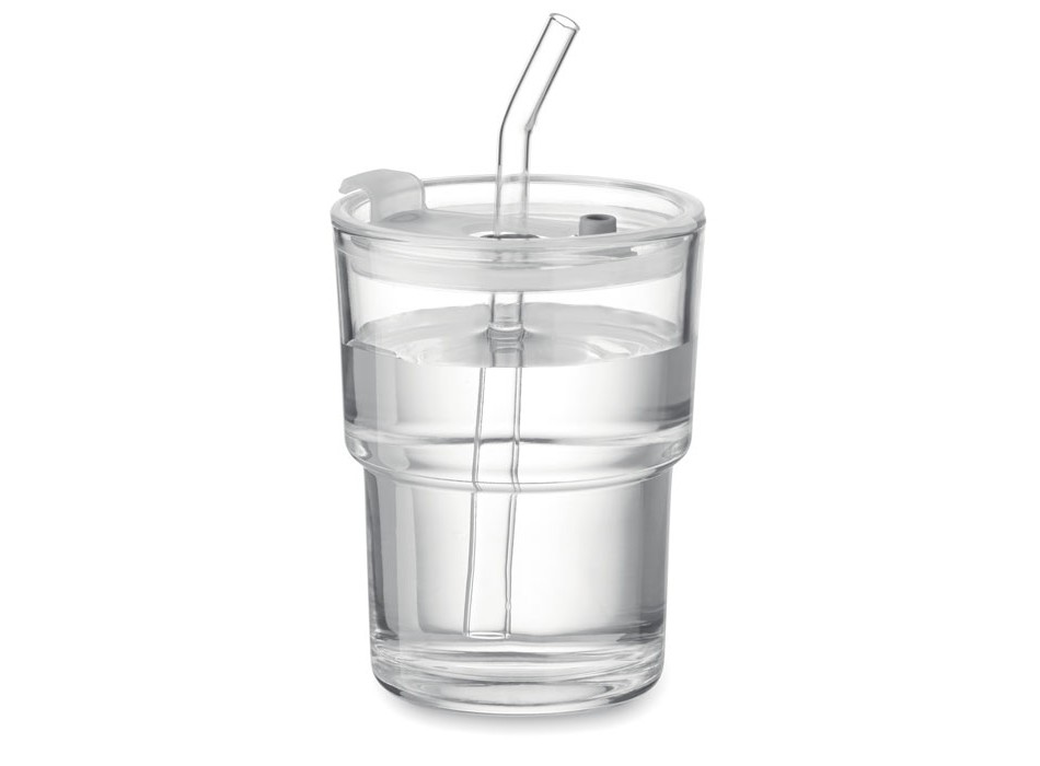 SIP - Bicchiere in vetro con cannucci