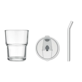 SIP - Bicchiere in vetro con cannucci
