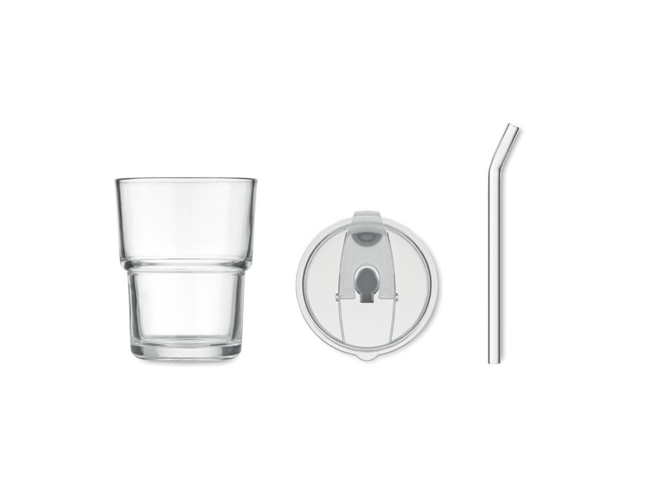 SIP - Bicchiere in vetro con cannucci
