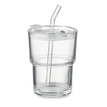 SIP - Bicchiere in vetro con cannucci