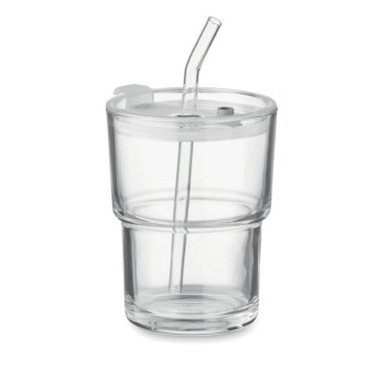 SIP - Bicchiere in vetro con cannucci