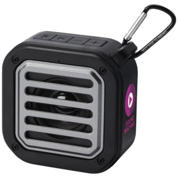 Speaker Bluetooth® IPX5 a ricarica solare in plastica riciclata RCS da 3 W con moschettone Solo 