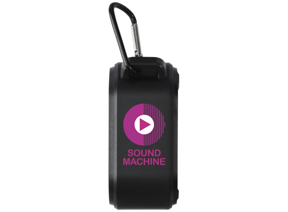 Speaker Bluetooth® IPX5 a ricarica solare in plastica riciclata RCS da 3 W con moschettone Solo 