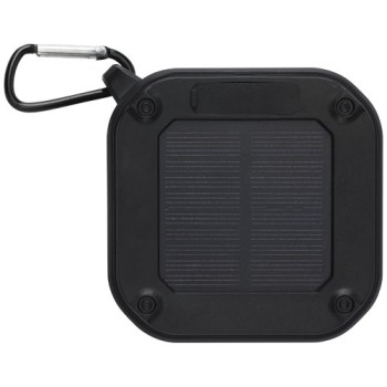 Speaker Bluetooth® IPX5 a ricarica solare in plastica riciclata RCS da 3 W con moschettone Solo 