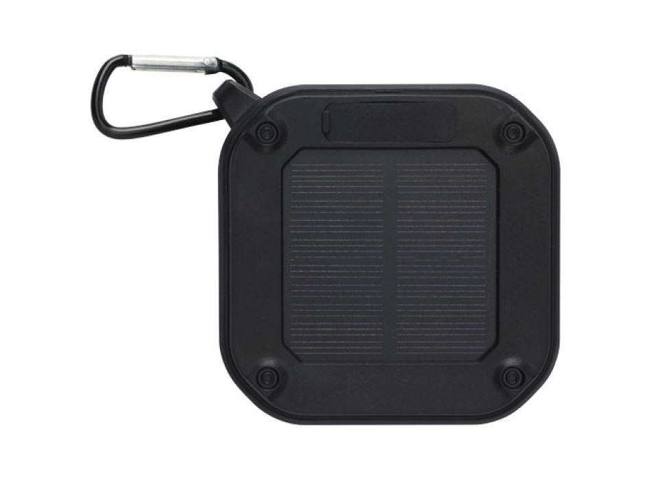 Speaker Bluetooth® IPX5 a ricarica solare in plastica riciclata RCS da 3 W con moschettone Solo 