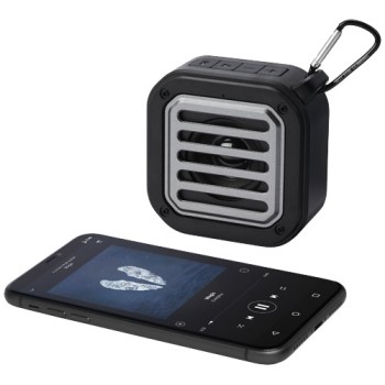Speaker Bluetooth® IPX5 a ricarica solare in plastica riciclata RCS da 3 W con moschettone Solo 
