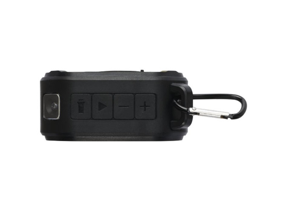 Speaker Bluetooth® IPX5 a ricarica solare in plastica riciclata RCS da 3 W con moschettone Solo 
