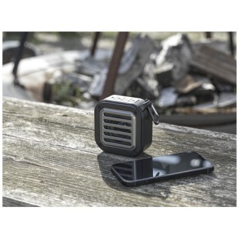 Speaker Bluetooth® IPX5 a ricarica solare in plastica riciclata RCS da 3 W con moschettone Solo 