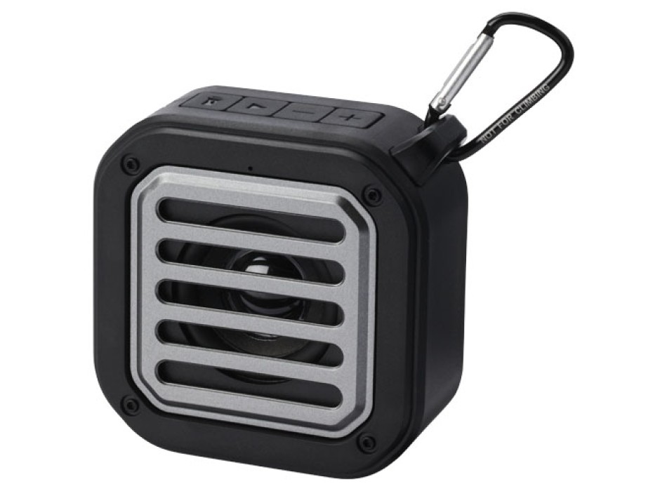Speaker Bluetooth® IPX5 a ricarica solare in plastica riciclata RCS da 3 W con moschettone Solo 