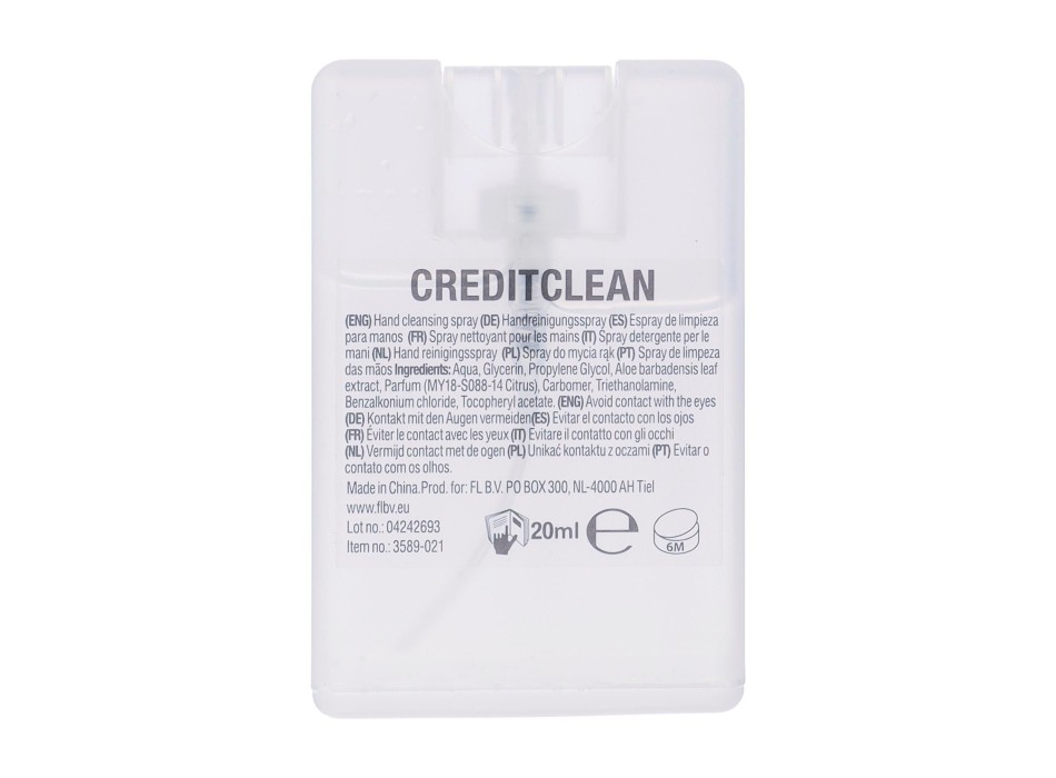 Spray per le mani Creditclean | 20 ml | Senza etanolo