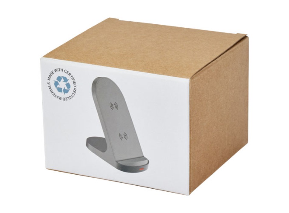 Stazione di ricarica in plastica riciclata RCS a doppia bobina da 15 W Loop