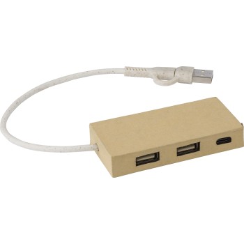 Stazione Hub con quattro porte USB  in alluminio e carta riciclata Paulo