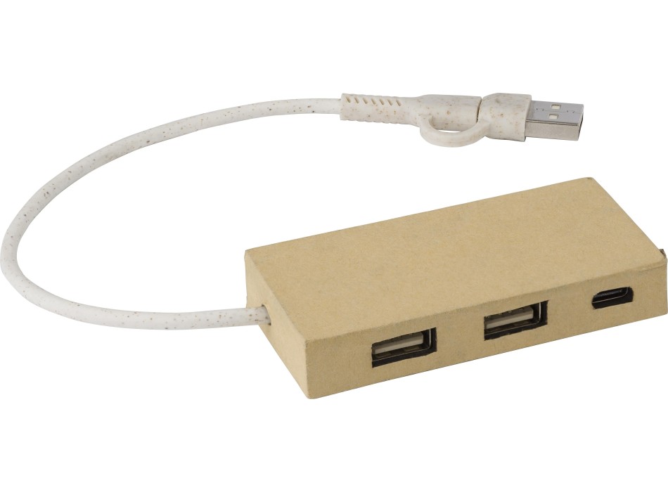 Stazione Hub con quattro porte USB  in alluminio e carta riciclata Paulo