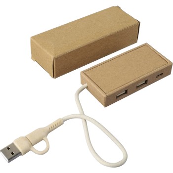 Stazione Hub con quattro porte USB  in alluminio e carta riciclata Paulo