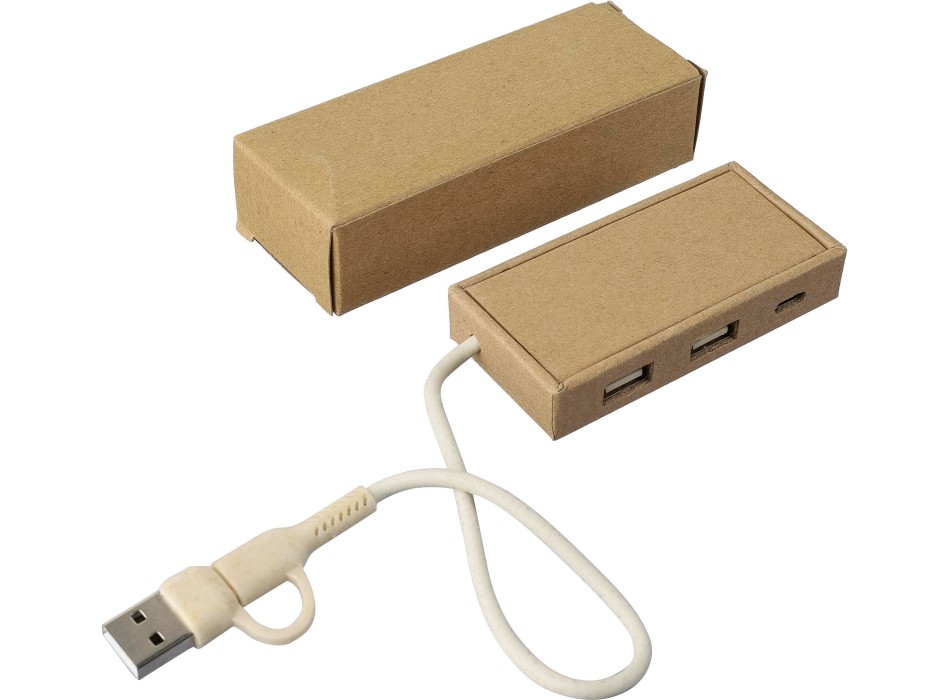 Stazione Hub con quattro porte USB  in alluminio e carta riciclata Paulo
