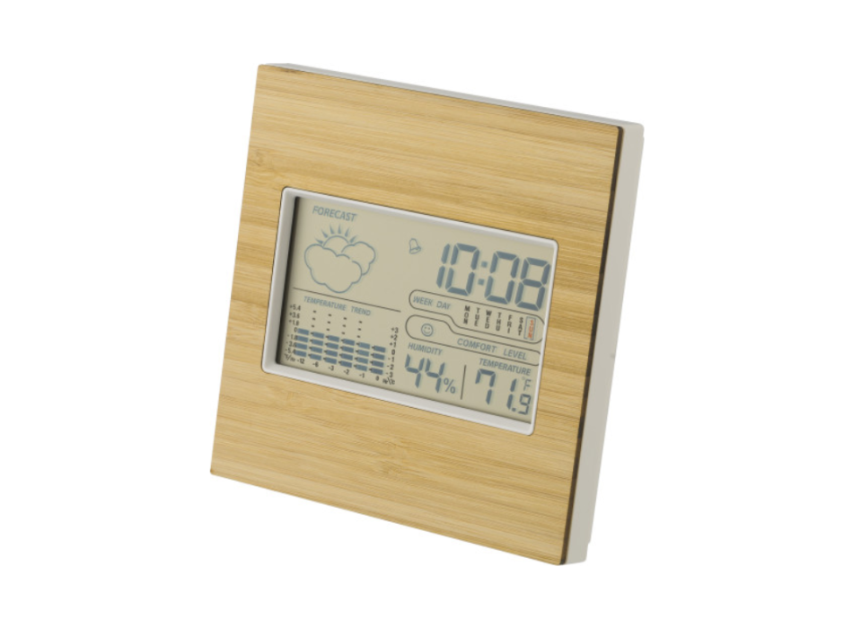 Stazione meteorologica in bamboo, ABS e vetro
