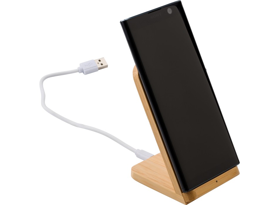 Supporto per smartphone in bamboo ricaricabile Claudie
