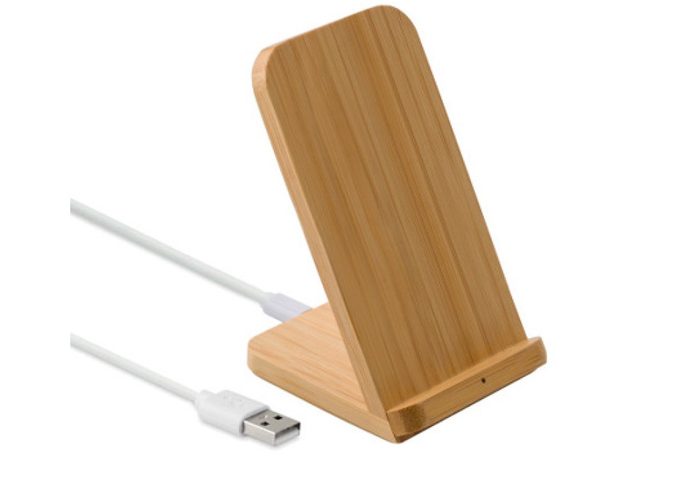 Supporto per smartphone in bambù ricaricabile