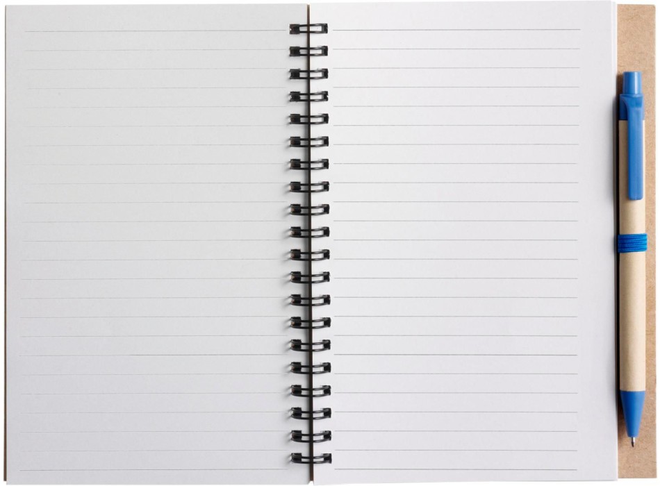 Taccuino in carta riciclata, con penna a sfera Stella