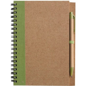 Taccuino in carta riciclata, con penna a sfera Stella