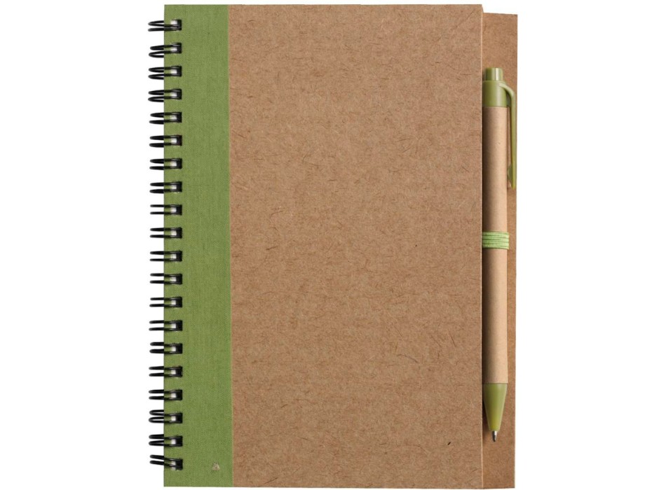 Taccuino in carta riciclata, con penna a sfera Stella