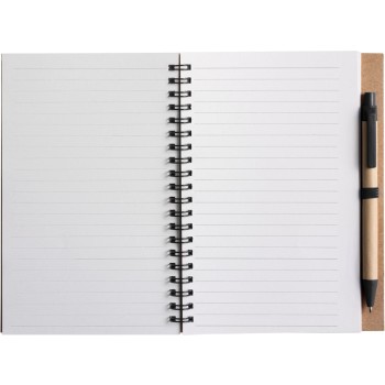 Taccuino in carta riciclata, con penna a sfera Stella