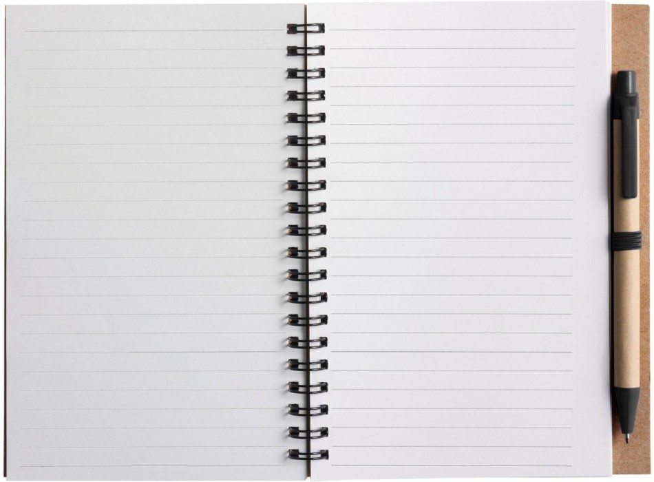 Taccuino in carta riciclata, con penna a sfera Stella