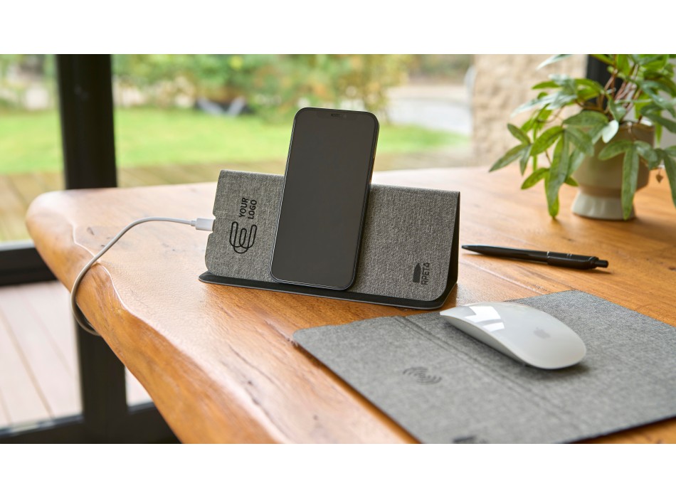 Tappetino per mouse rPET con caricatore rapido wireless Selene