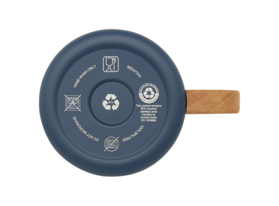 Tazza in acciaio inossidabile riciclato certificato RCS da 360 ml con isolamento sottovuoto in rame Bjorn