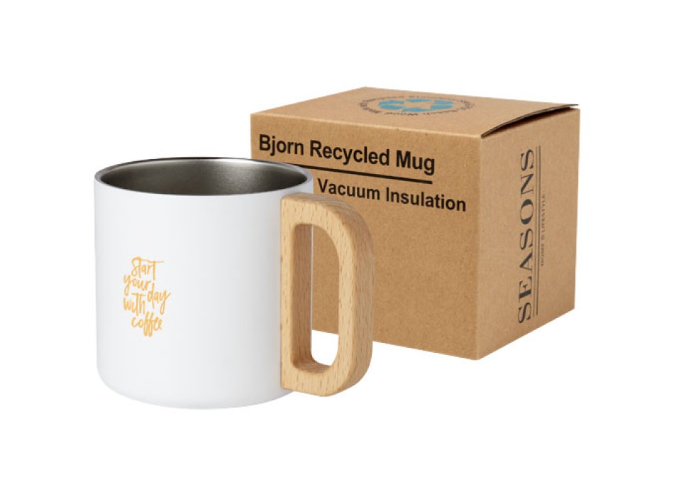 Tazza in acciaio inossidabile riciclato certificato RCS da 360 ml con isolamento sottovuoto in rame Bjorn