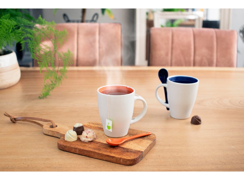 Tazza in ceramica con cucchiaio, capacità 300 ml Eduardo