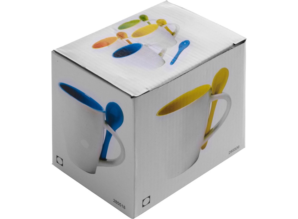 Tazza in ceramica con cucchiaio, capacità 300 ml Eduardo