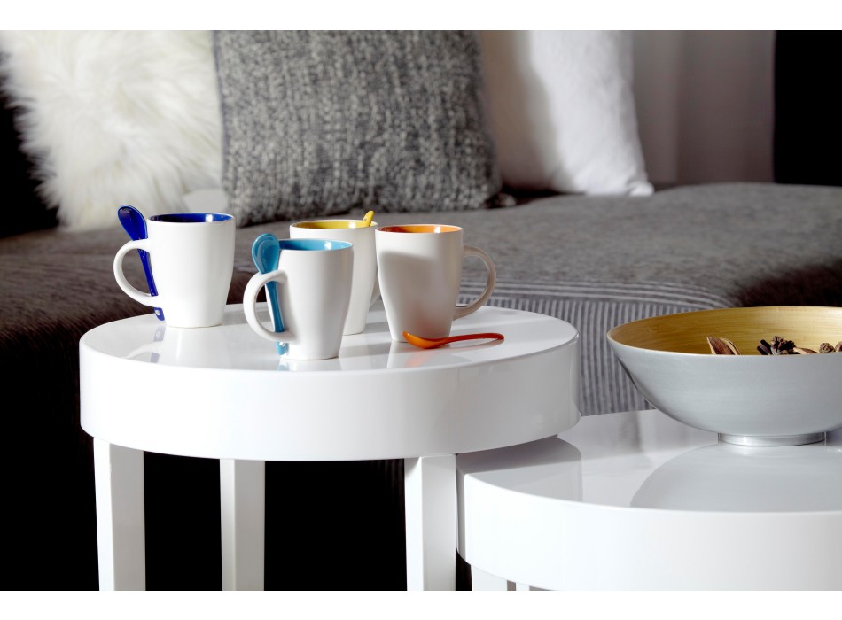 Tazza in ceramica con cucchiaio, capacità 300 ml Eduardo